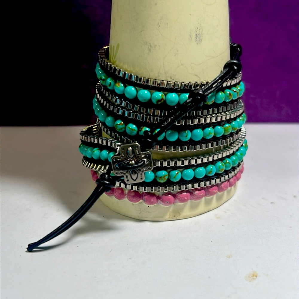 🌟Silver & Turquoise Sassparilla Wrap Bracelet🌟 - Picture 5 of 11